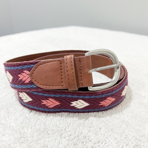 American Eagle Outfitters Accessories - American Eagle Women’s Boho Belt Southwestern Colorful Fabric Faux Leather Small